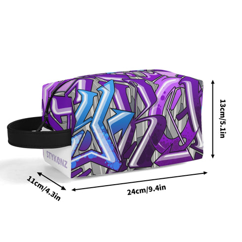 Travel Bag Toiletry Bag Makeup Bag feat Purple Wildstyle | Hip - Hop Streetwear Bag - Stykonz Graffiti Streetwear